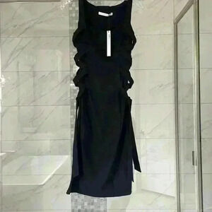 NWT- Revolve Susana Monaco - Side Faux Lace Up Tank Dress in Black Sz S